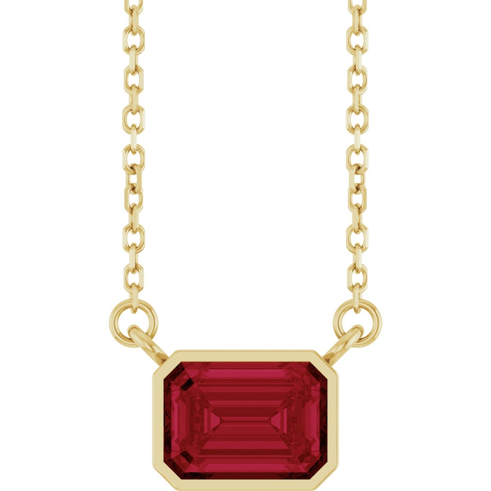 14K Yellow Gold Lab-Grown Ruby 18" Necklace
