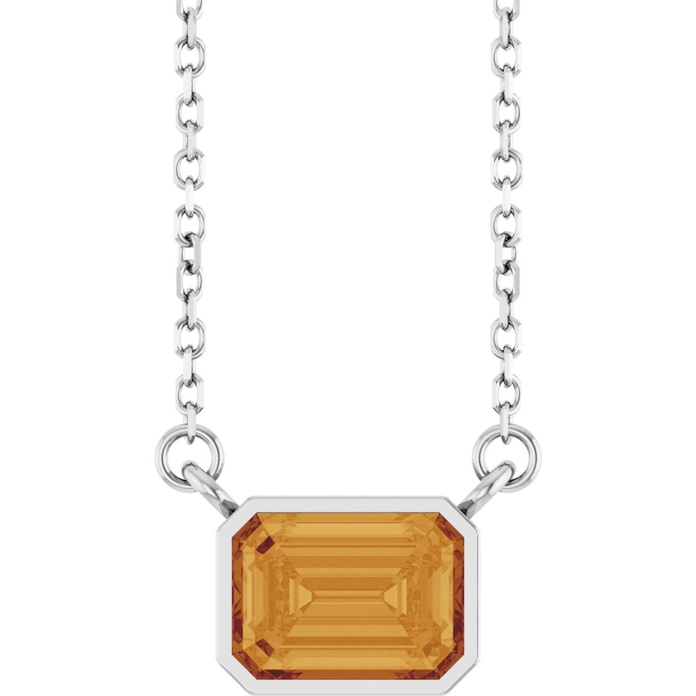 Sterling Silver Natural Citrine 18" Necklace