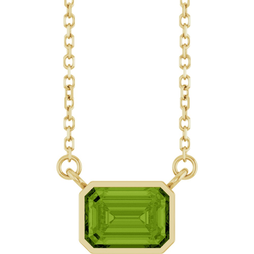14K Yellow Gold Natural Peridot 18" Necklace