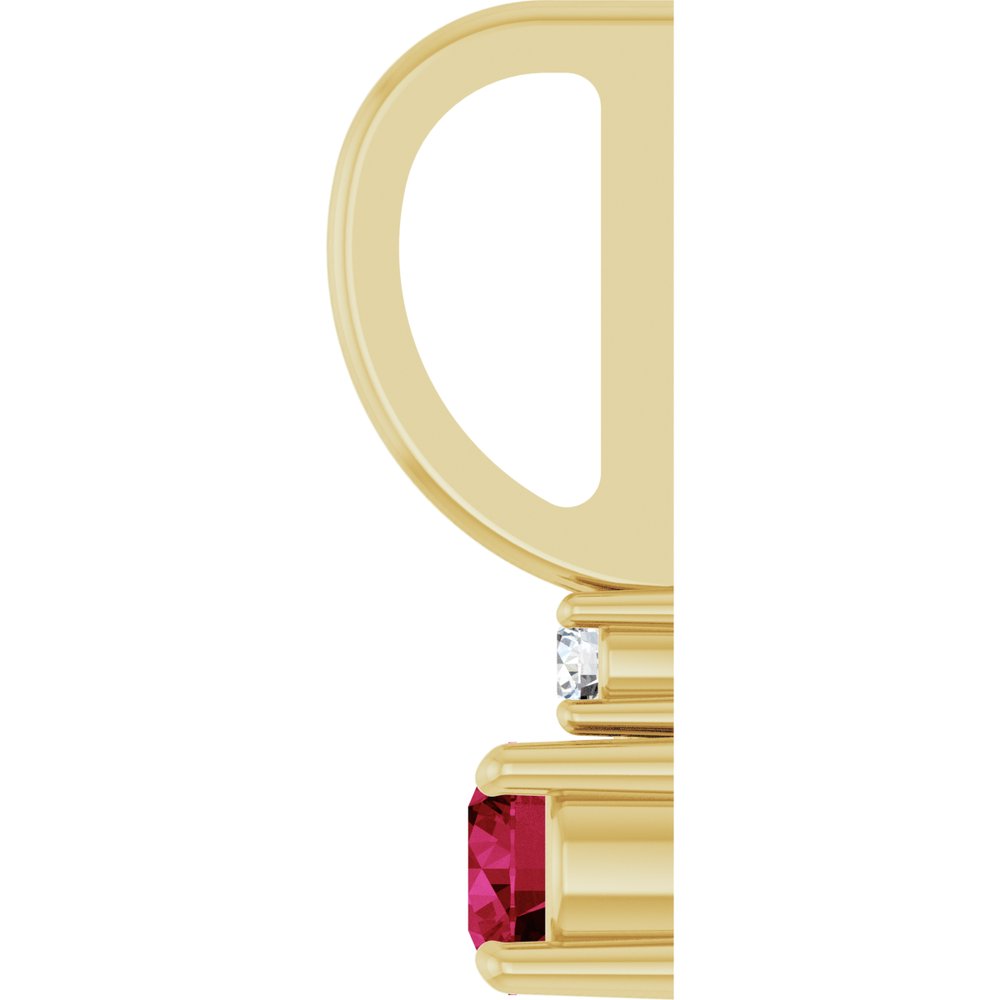 14K Yellow Gold Lab-Grown Ruby & .02 CT Natural Diamond Charm/Pendant