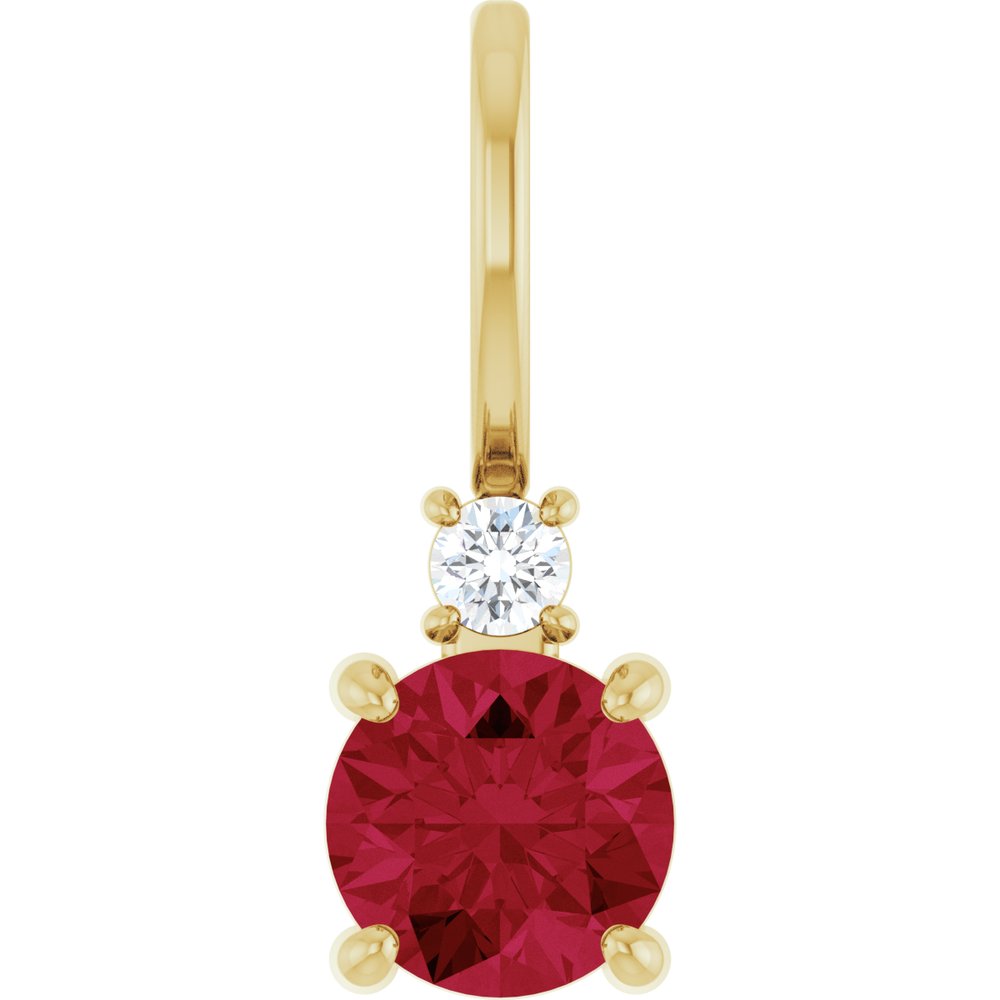 14K Yellow Gold Natural Ruby & .03 CT Natural Diamond Charm/Pendant