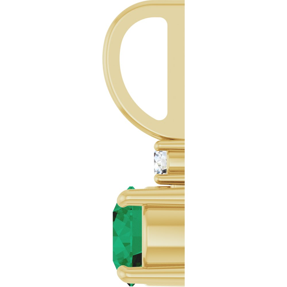 14K Yellow Gold Lab-Grown Emerald & .03 CT Natural Diamond Charm/Pendant