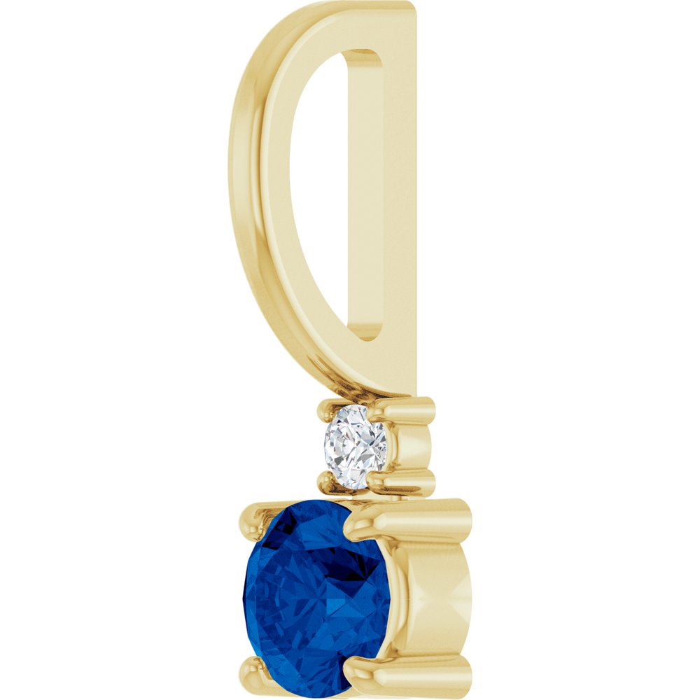 14K Yellow Gold Natural Blue Sapphire & .02 CT Natural Diamond Charm/Pendant