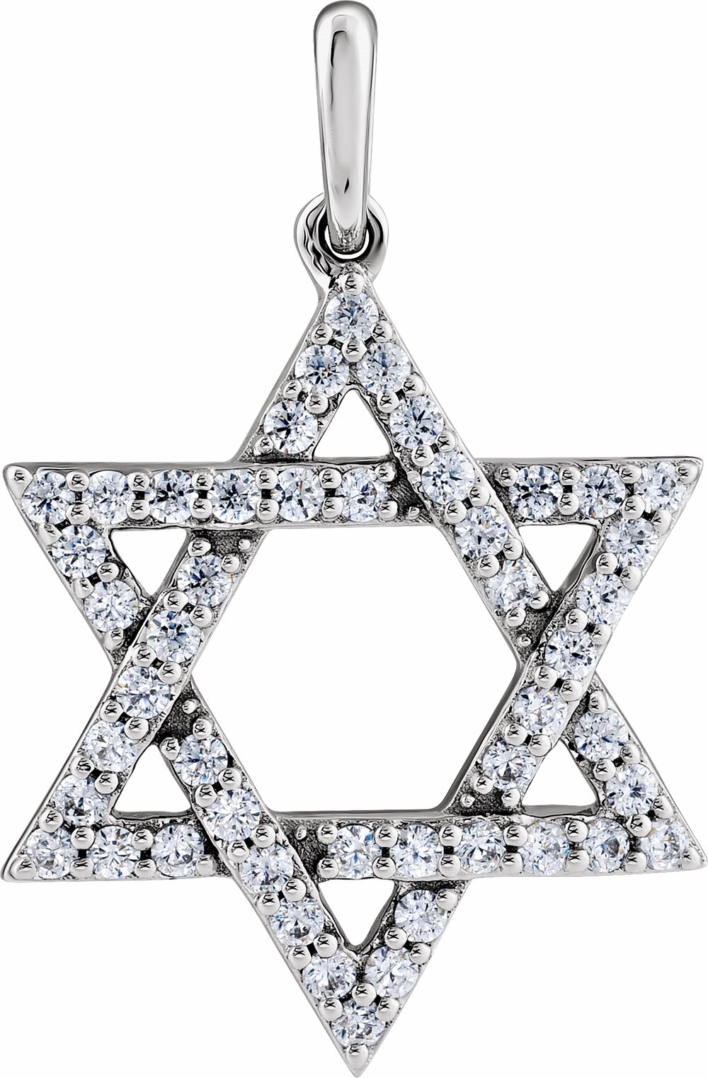 14K White 3/8 CTW Lab-Grown Diamond Star of David Pendant