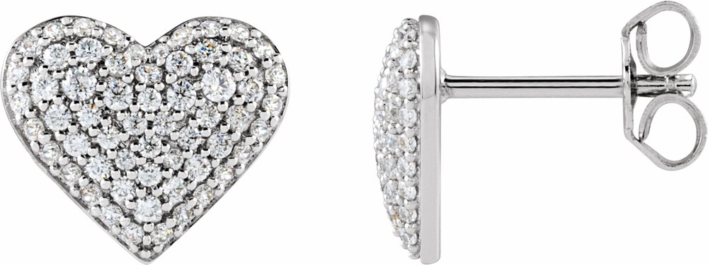 14K White Gold 1/2 CTW Lab-Grown Diamond Puffed Heart Earrings