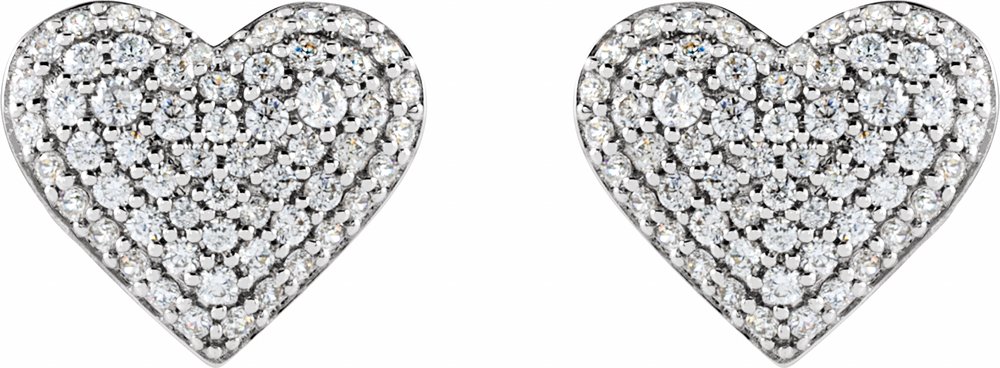 14K White Gold 1/2 CTW Lab-Grown Diamond Puffed Heart Earrings