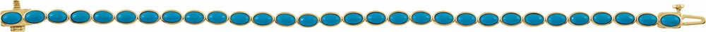 14K Yellow Gold Natural Turquoise Line 7" Bracelet
