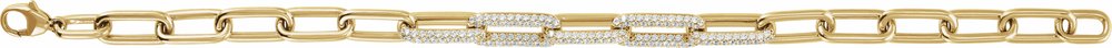 14K Yellow Gold 1 1/2 CTW Lab-Grown Diamond Paperclip-Style 7" Bracelet