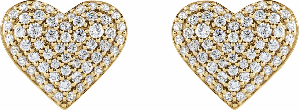 14K Yellow Gold 1/2 CTW Lab-Grown Diamond Puffed Heart Earrings