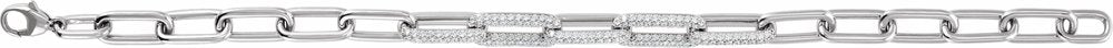 14K White Gold 1 1/2 CTW Lab-Grown Diamond Paperclip-Style 7" Bracelet