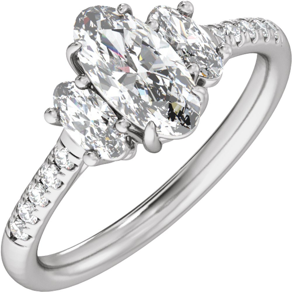 14K White Gold 1 1/2 CTW Lab-Grown Diamond Three-Stone Engagement Ring