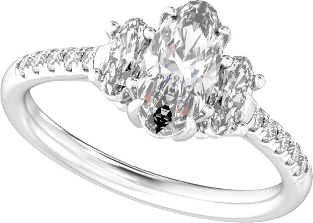 14K White Gold 1 1/2 CTW Lab-Grown Diamond Three-Stone Engagement Ring