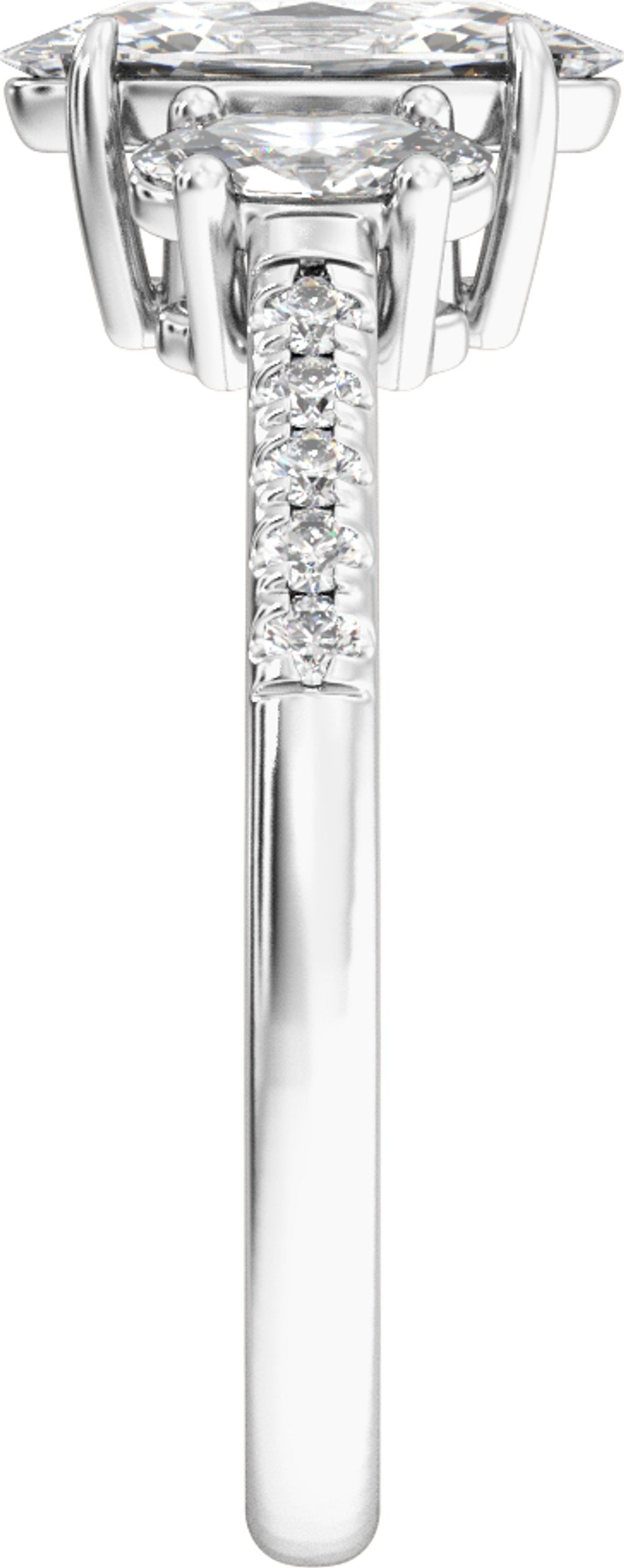 14K White Gold 1 1/2 CTW Lab-Grown Diamond Three-Stone Engagement Ring