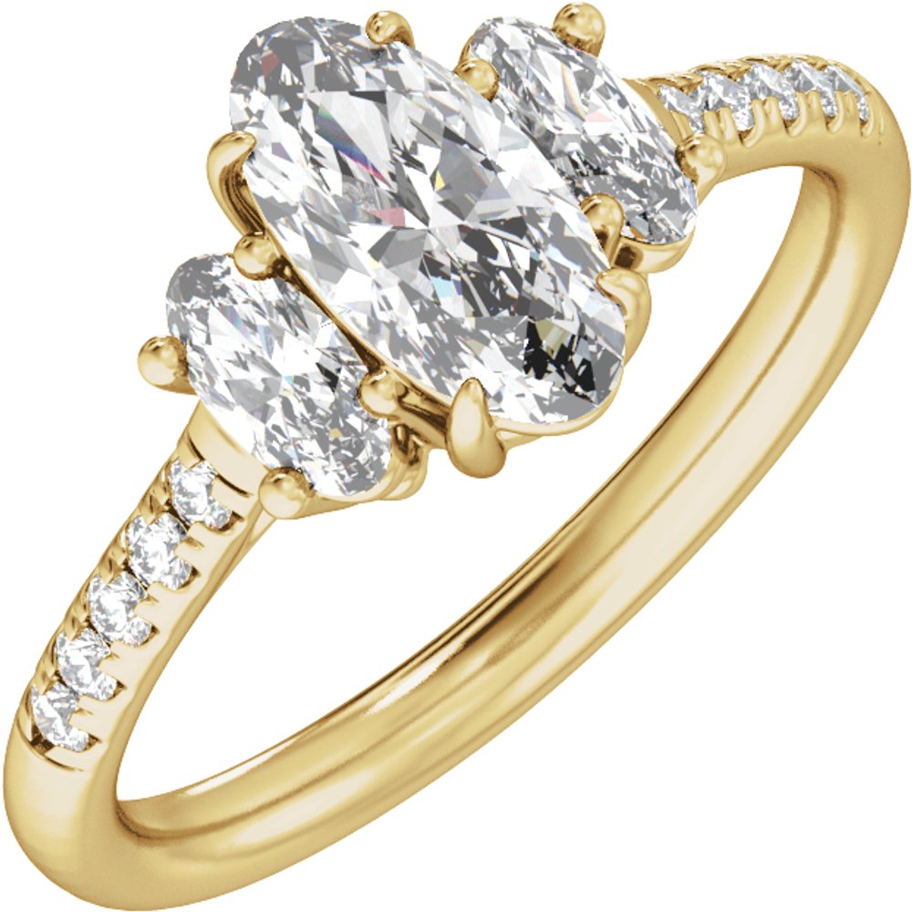 14K Yellow Gold 1 1/2 CTW Lab-Grown Diamond Three-Stone Engagement Ring