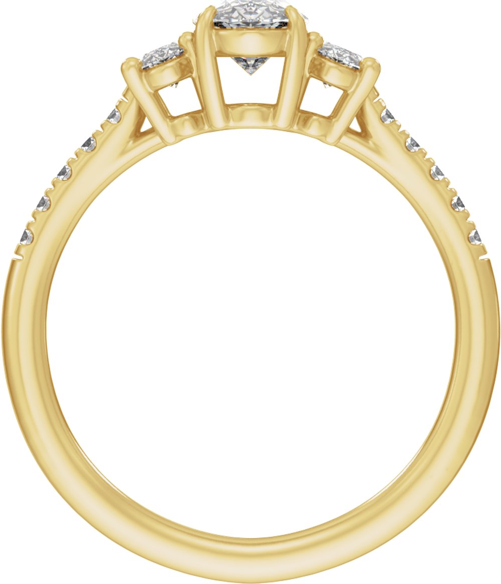 14K Yellow Gold 1 1/2 CTW Lab-Grown Diamond Three-Stone Engagement Ring