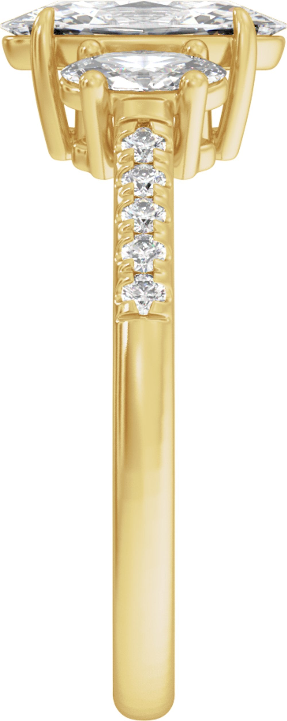 14K Yellow Gold 1 1/2 CTW Lab-Grown Diamond Three-Stone Engagement Ring