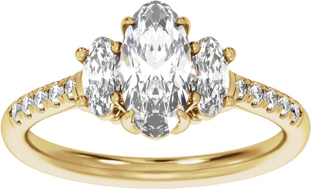 14K Yellow Gold 1 1/2 CTW Lab-Grown Diamond Three-Stone Engagement Ring
