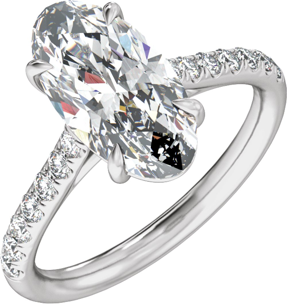 14K White Gold 9.8x4.9 mm Oval 1 1/3 CTW Lab-Grown Diamond Engagement Ring