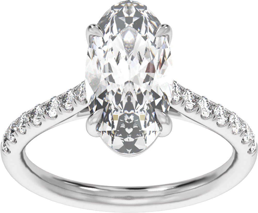 14K White Gold 9.8x4.9 mm Oval 1 1/3 CTW Lab-Grown Diamond Engagement Ring