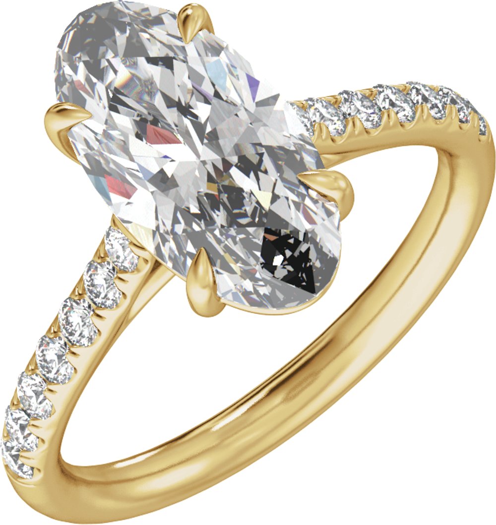 14K Yellow Gold 9.8x4.9 mm Oval 1 1/3 CTW Lab-Grown Diamond Engagement Ring