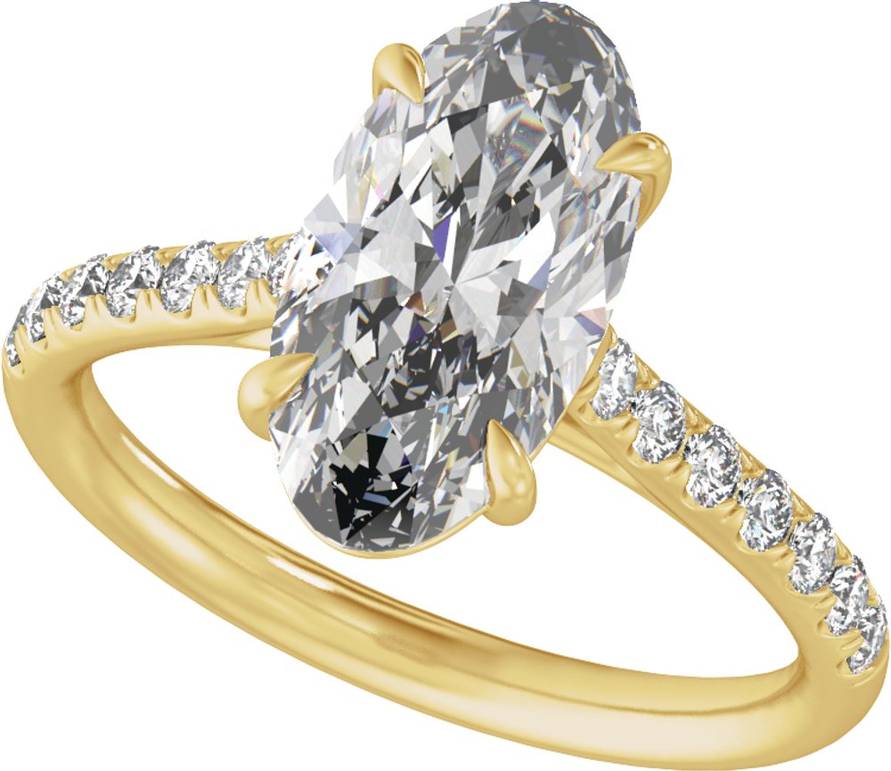 14K Yellow Gold 9.8x4.9 mm Oval 1 1/3 CTW Lab-Grown Diamond Engagement Ring