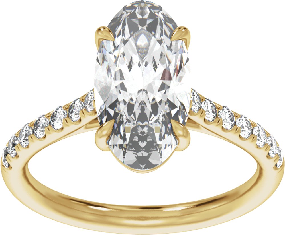 14K Yellow Gold 9.8x4.9 mm Oval 1 1/3 CTW Lab-Grown Diamond Engagement Ring