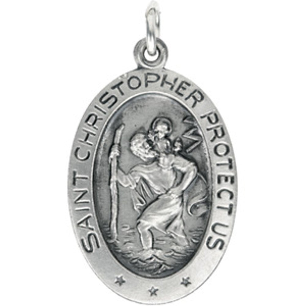 Sterling Silver 19x14 mm Oval St. Christopher Medal