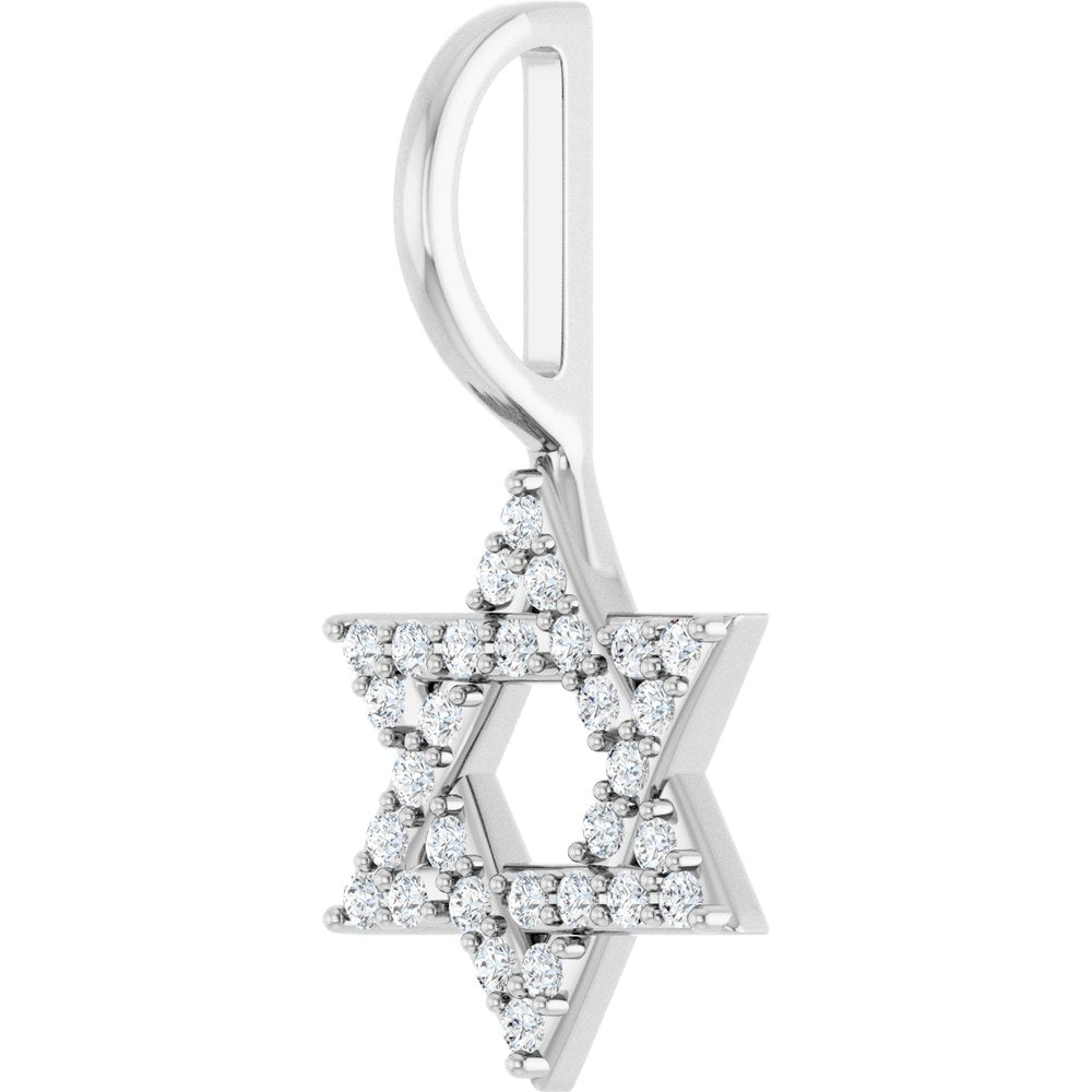 14K White Gold 1/8 CTW Natural Diamond Star of David Pendant
