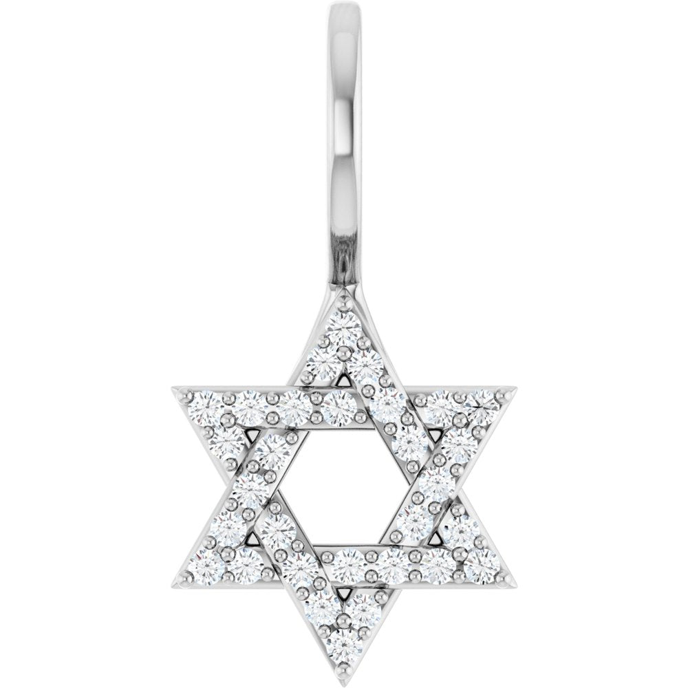 14K White Gold 1/8 CTW Natural Diamond Star of David Pendant