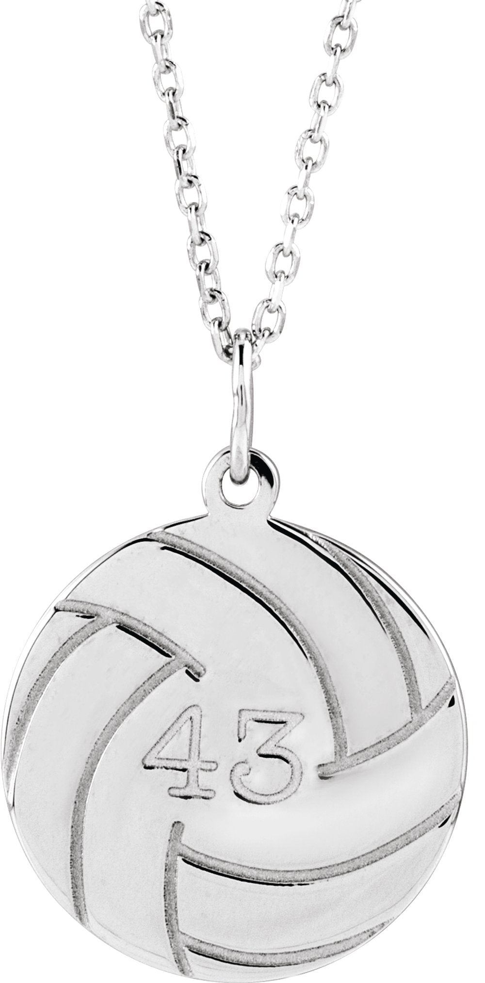 Sterling Silver Engravable Volleyball 16-18" Necklace