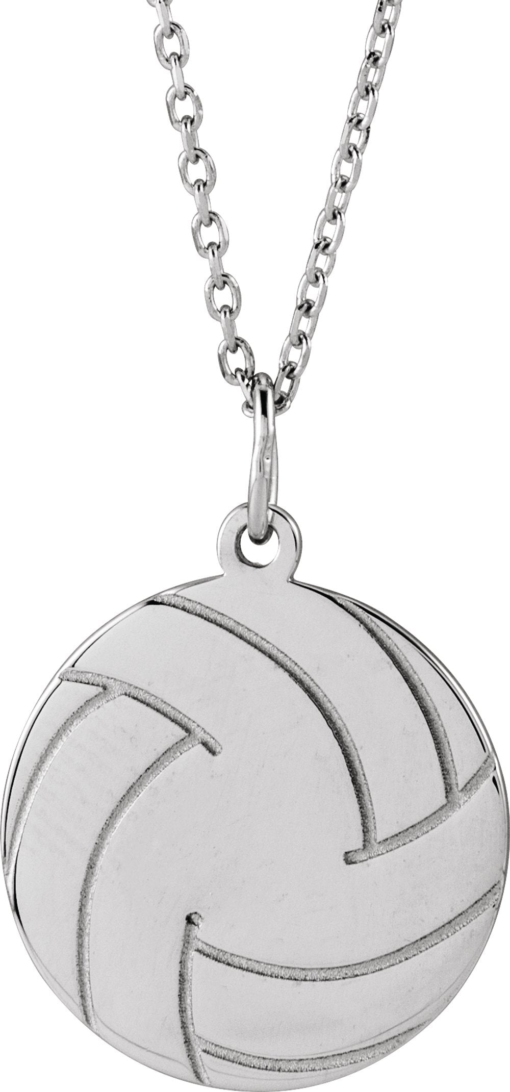Sterling Silver Engravable Volleyball 16-18" Necklace