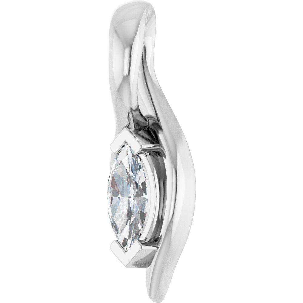 14K White Gold 1/8 CT Lab-Grown Diamond Freeform Pendant