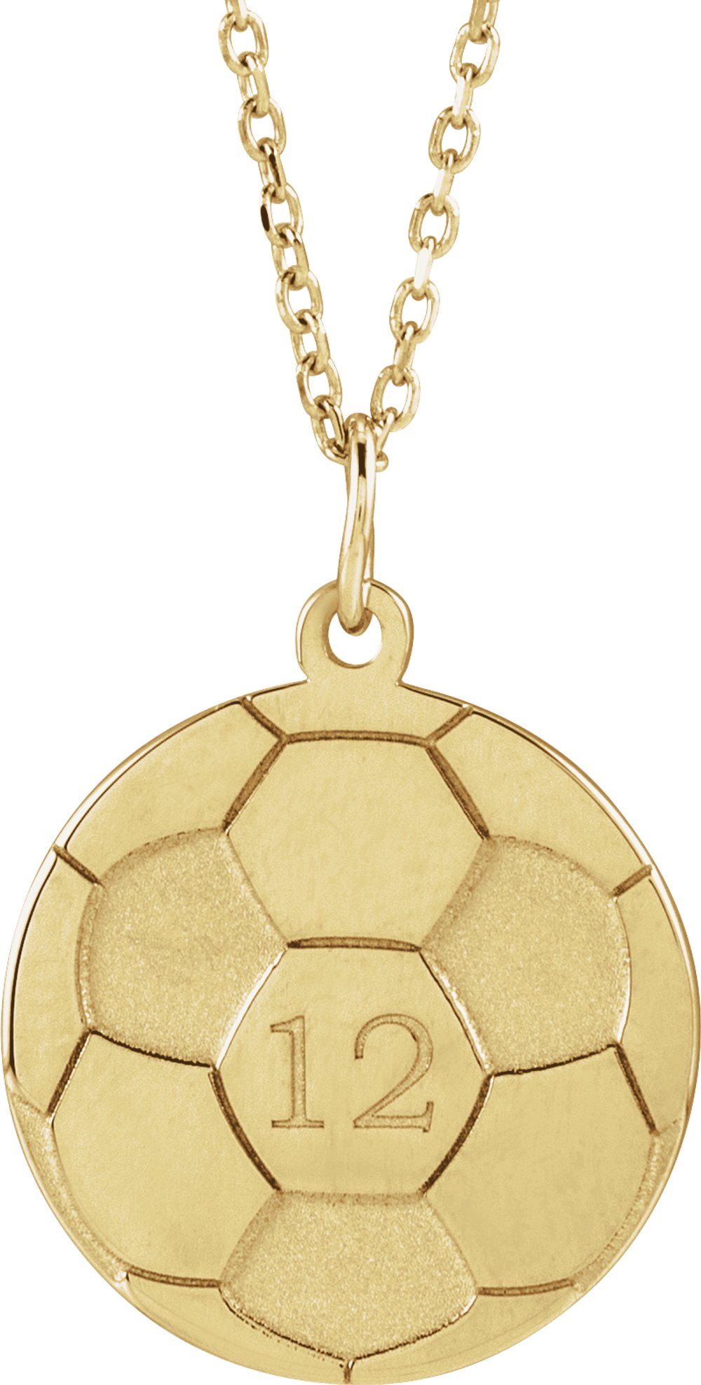 14K Yellow Gold Engravable Soccer 16-18" Necklace