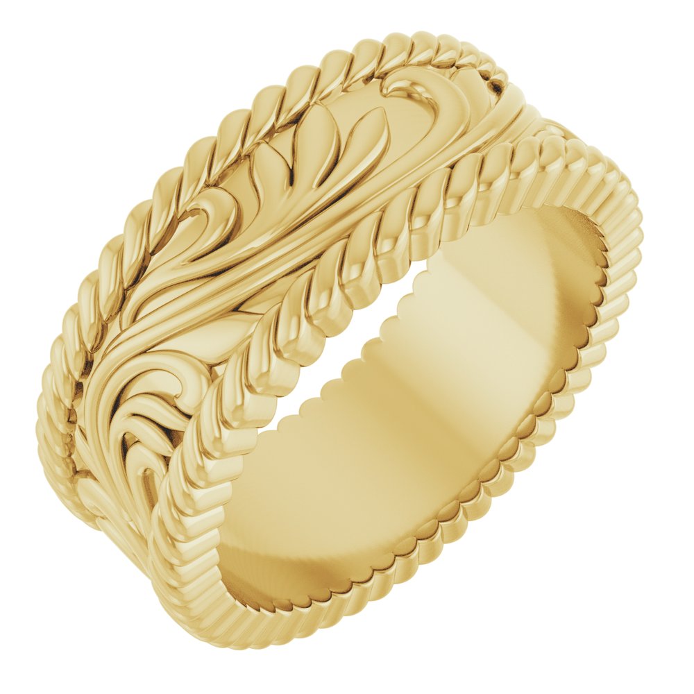 14K Yellow Gold 7 mm Sculptural Band Size 7