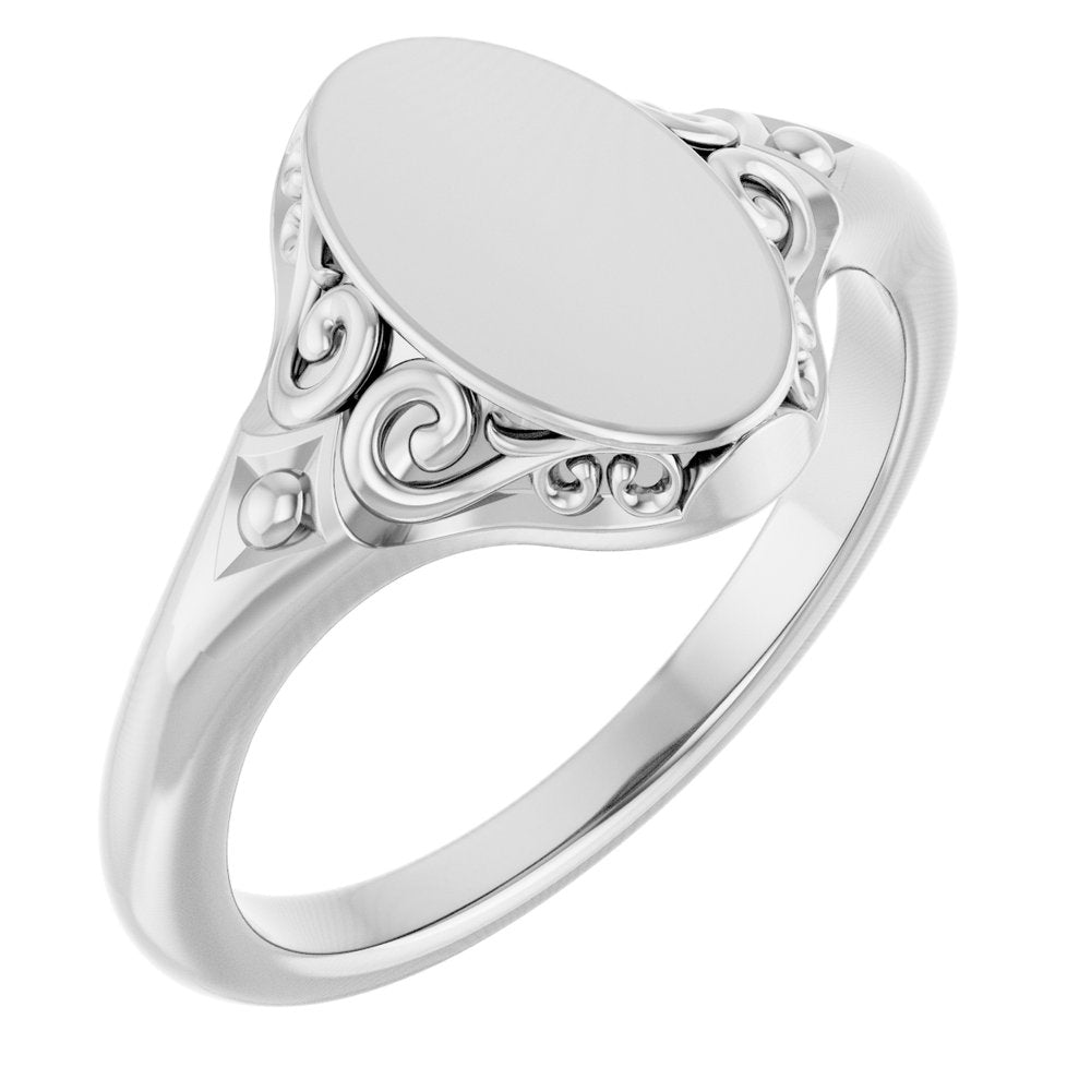 Sterling Silver Oval Signet Ring