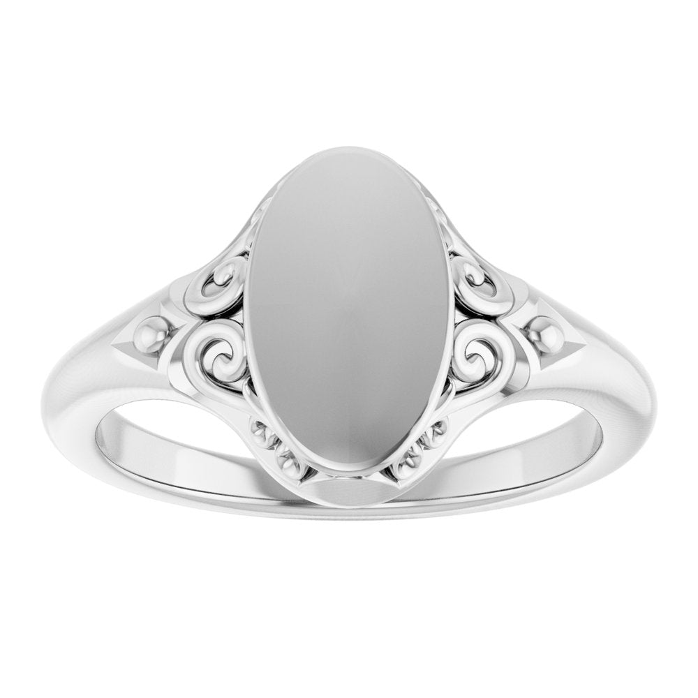 14K Yellow Gold Oval Signet Ring