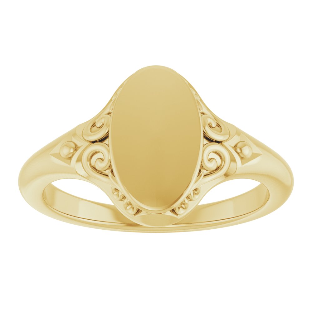 14K Yellow Gold Oval Signet Ring