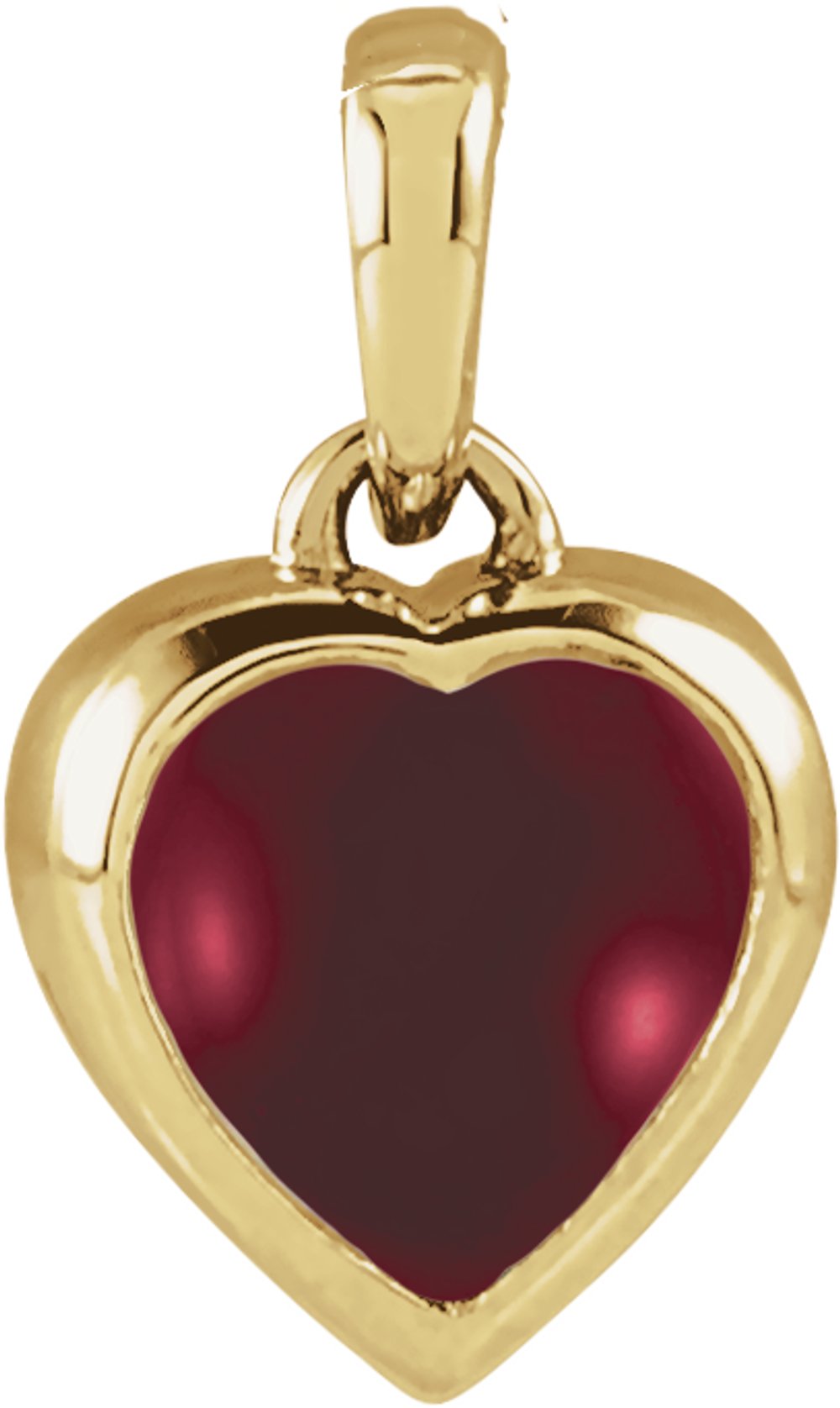 14K Yellow Gold Natural Mozambique Garnet Cabochon Heart Pendant