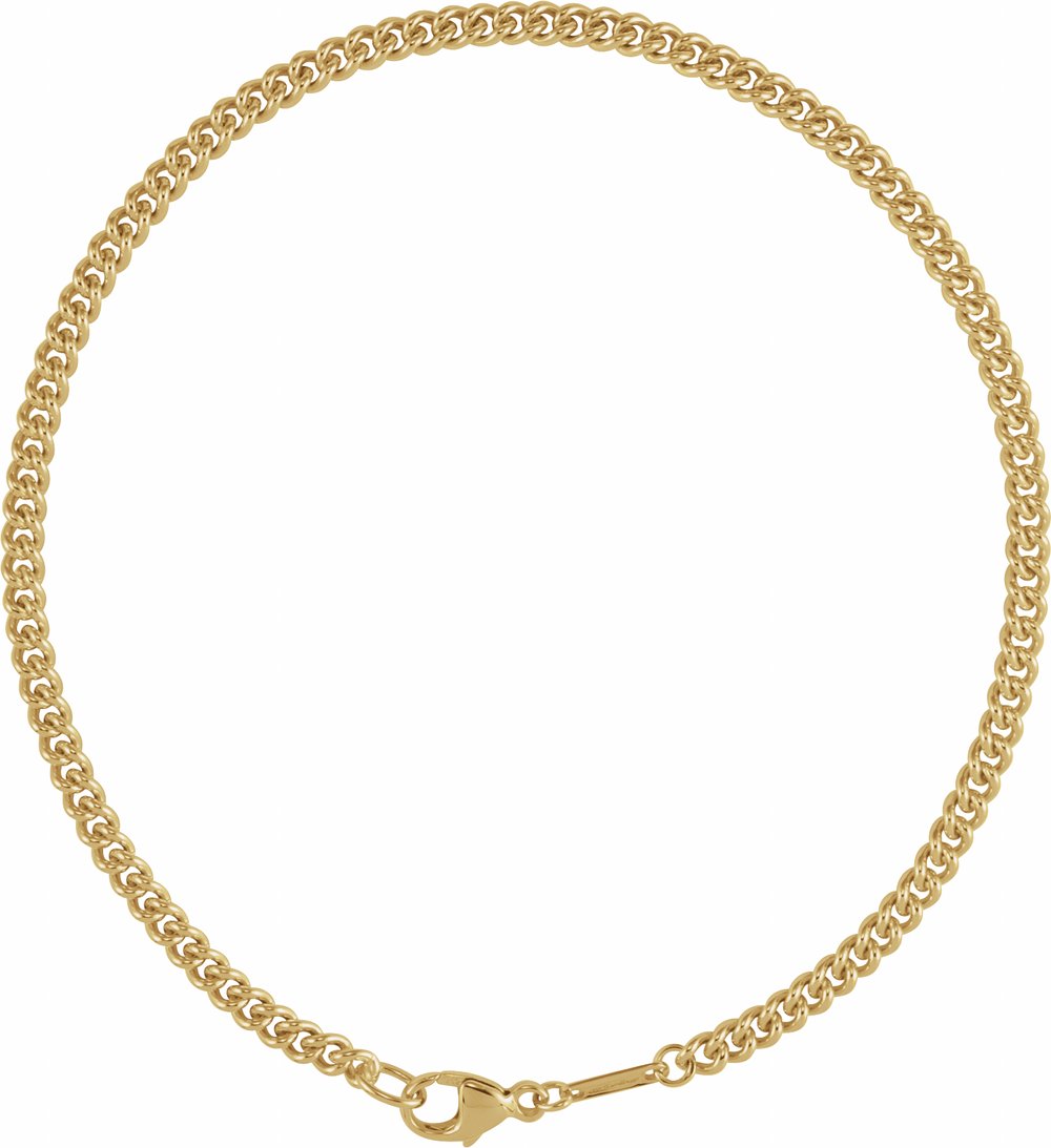 14K Yellow Gold 2.9 mm Curb 8" Chain