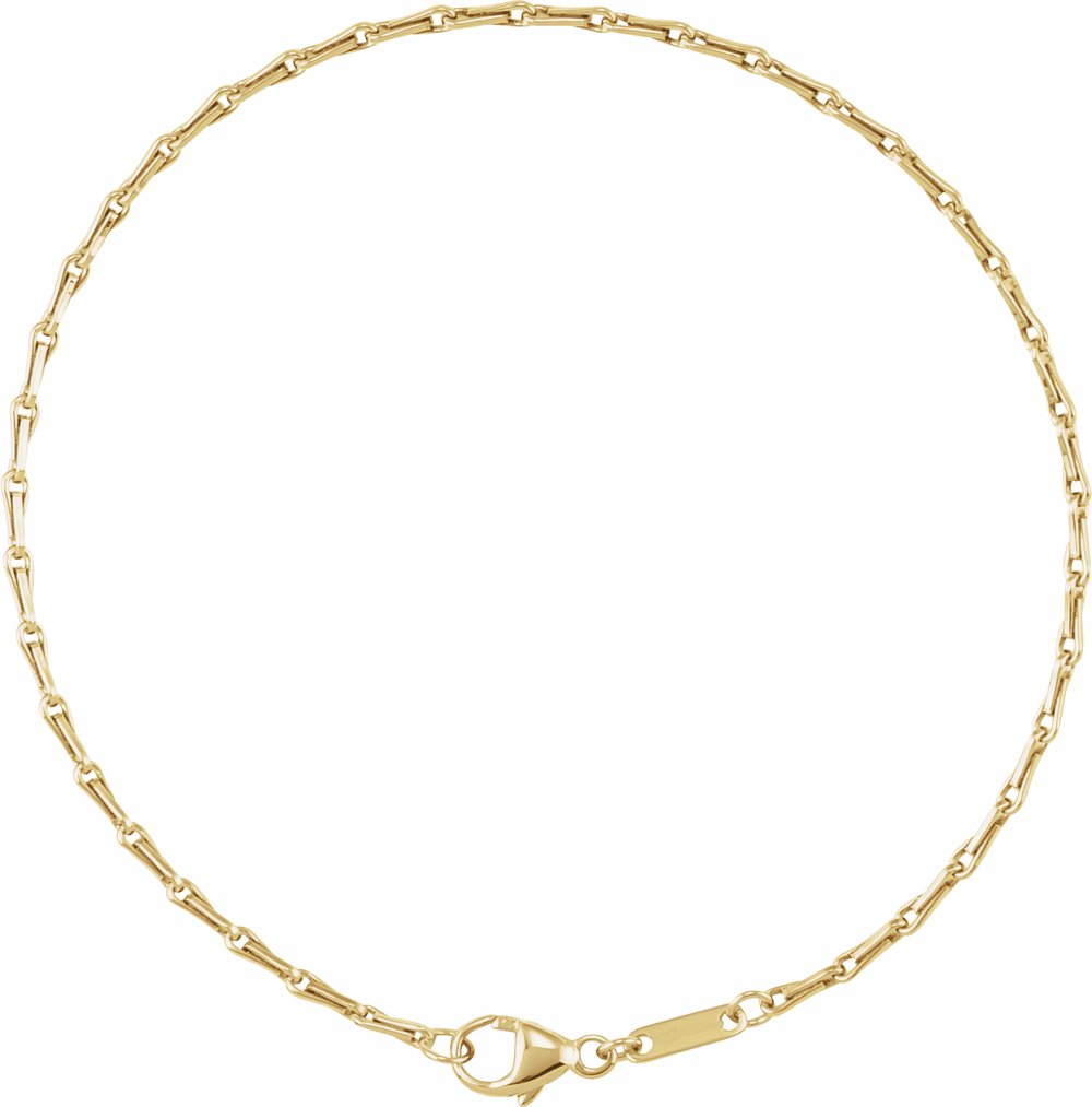 14K Yellow Gold 1.5 mm Barleycorn 7" Chain