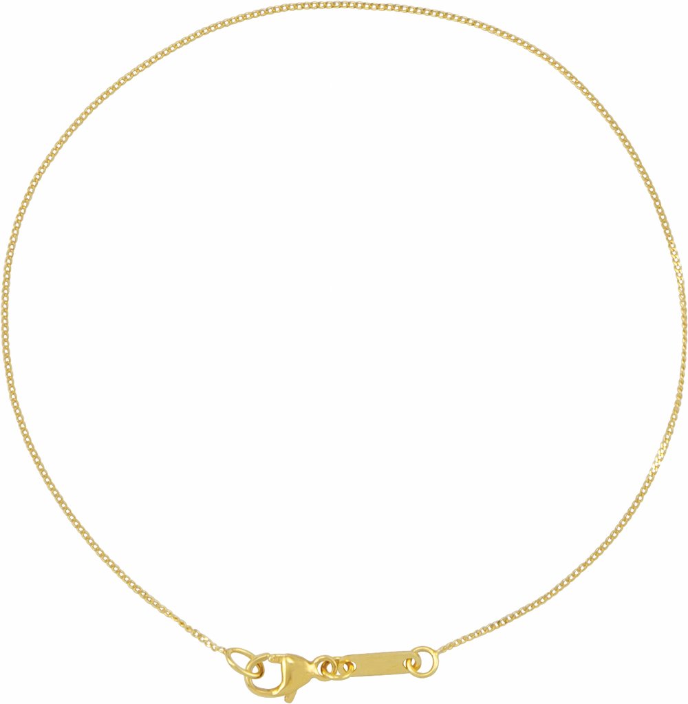 14K Yellow Gold .8 mm Diamond-Cut Curb 7" Chain