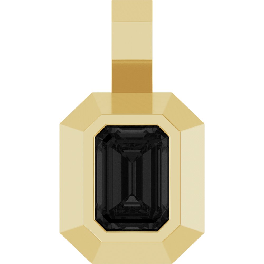 14K Yellow Gold Natural Black Onyx Pendant