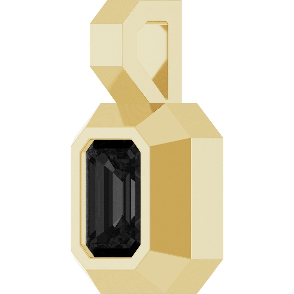 14K Yellow Gold Natural Black Onyx Pendant
