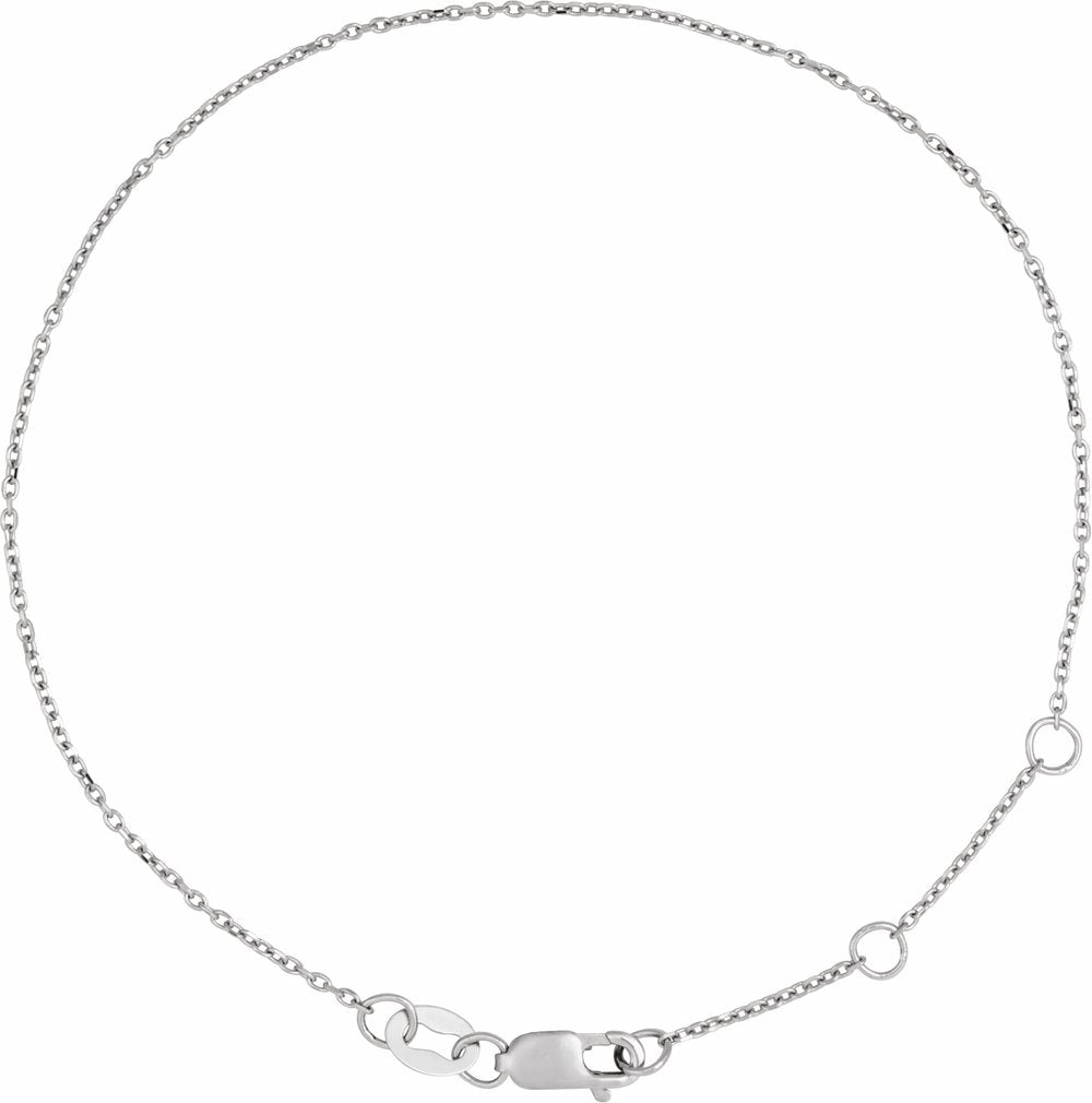14K White Gold 1 mm Adjustable Diamond-Cut Cable 6 1/2-7 1/2" Chain