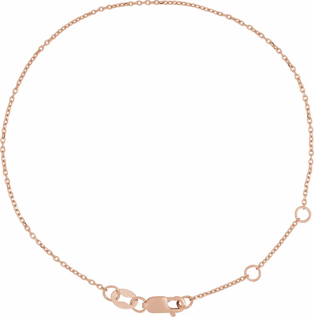 14K Rose 1 mm Adjustable Diamond-Cut Cable 6 1/2-7 1/2" Chain