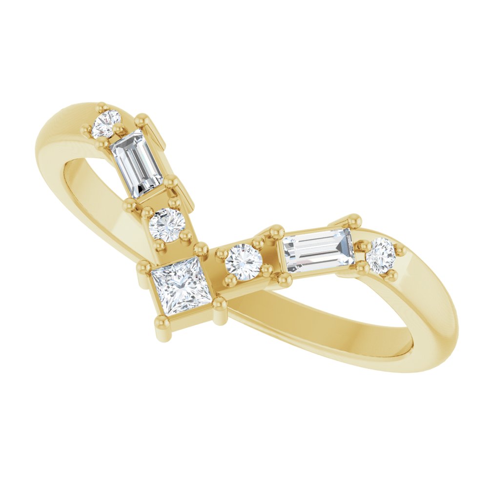 14K Yellow Gold 1/5 CTW Natural Diamond Contour Band
