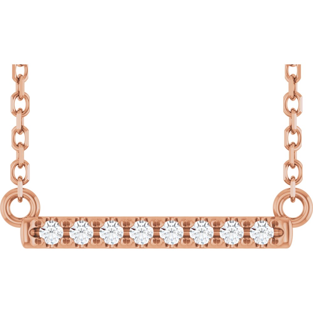 14K Rose Gold .06 CTW Lab-Grown Diamond Bar 16" Necklace