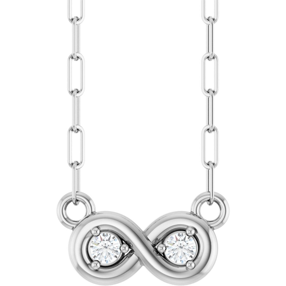 14K White Gold .06 CTW Lab-Grown Diamond Infinity-Inspired 18" Necklace