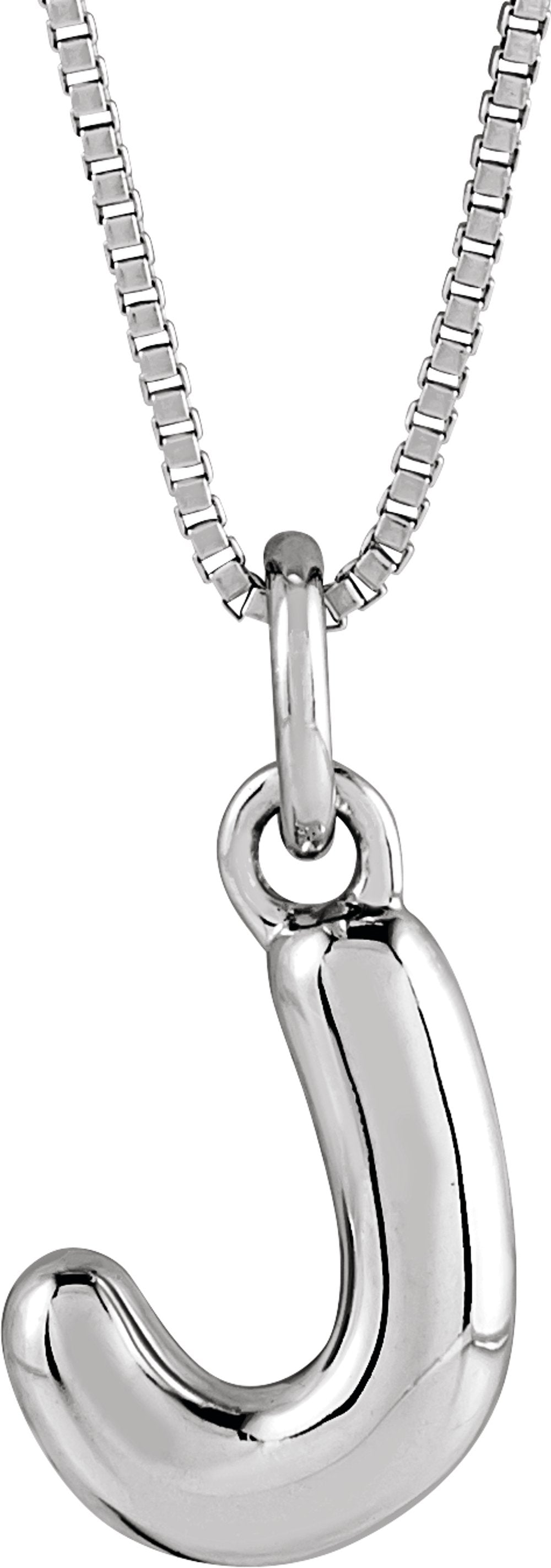 Sterling Silver Bubble Initial J 18" Necklace