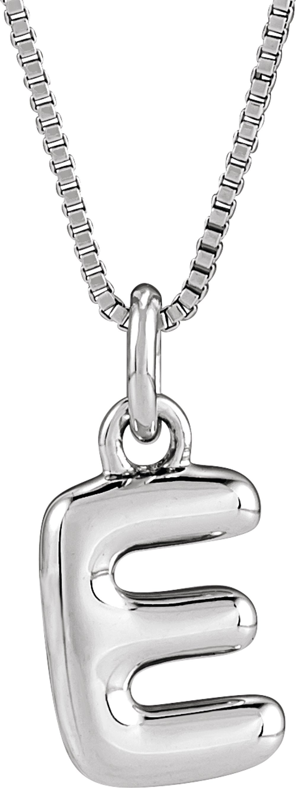 Sterling Silver Bubble Initial E 18" Necklace
